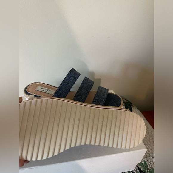 New nib Steven Steve Madden wedge slides denim sz 8m - Picture 3 of 6